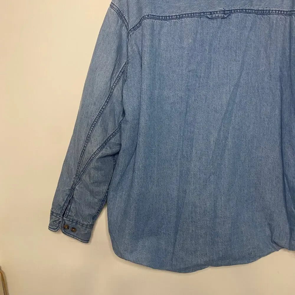 Vintage Arrow Blue Jeans Fleece Lined Chore Jacket Mens Buttons‎ Large Western